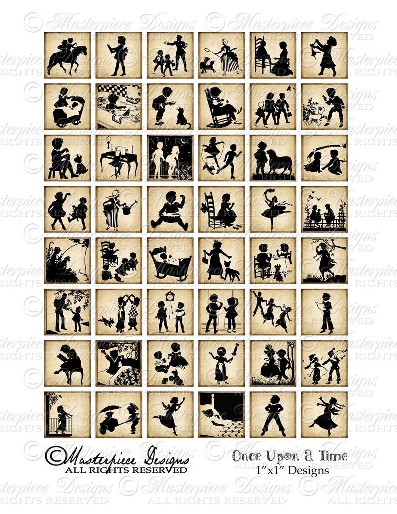 Once Upon A Time Printable Squares / Silhouette / Children Etsy
