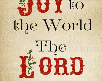 Joy to The World Printable Art / Christmas Carol / Christmas Art / Holiday - 8x10 Inch Digital Print / Printable Instant JPG Download