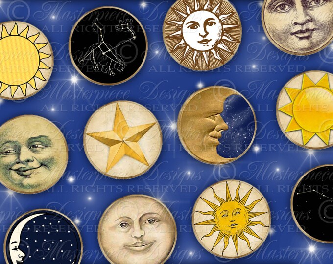 Sun Moon and Stars Printables / Astronomy / Celestial / Hang - Etsy