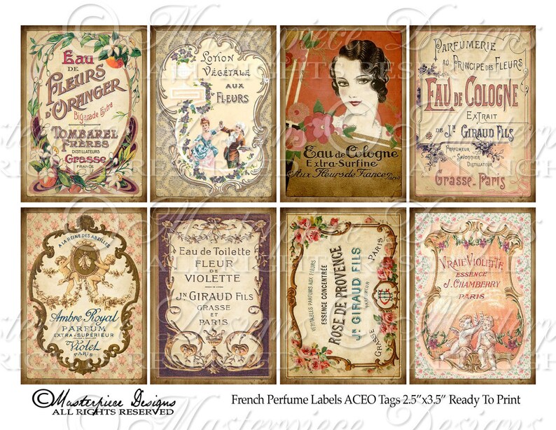 French Perfume Labels Printable Hang Tags / Parfum / Perfume | Etsy