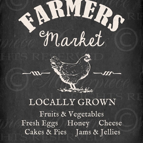 Farmers Market / Kitchen Sign / Chalkboard Art - 8x10 Inch Digital/ Printable Instant Download and Print / Digital Sheet Print