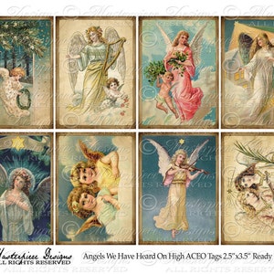 Angels We Have Heard On High Printable Hang Tags / Christmas Angels Instant Download and Print Digital Collage Sheet image 2