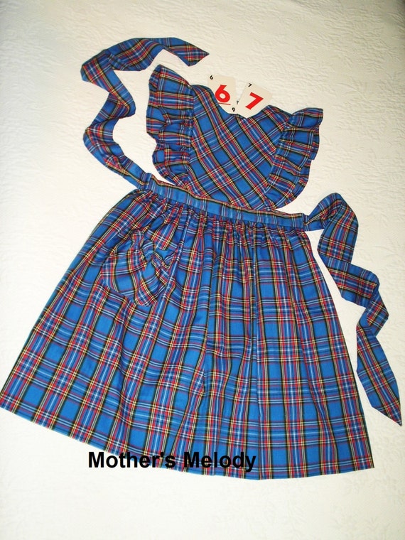 royal blue tartan school pinafore