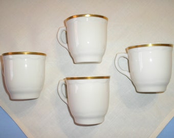 Vintage demitasse or espresso cups,  white with gold trim.  Set of 4.  1970s or earlier.  Lovely gift for birthdays or Mother's Day.