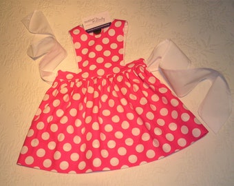 Party Pinafore Dresses Size 24 months 2T.   Lemonade Stand and Hot Pink with Dots.  Ready to Ship.