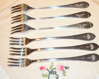 Vintage Silverplate Seafood Forks with Stix, Baer and Fuller symbol and name on them.  Ready to Ship.  Wonderful St. Louis memento.