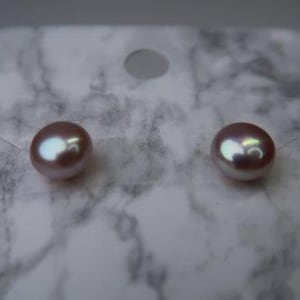 Natural Pink Freshwater Pearl Sterling Silver Studs - Shiny!