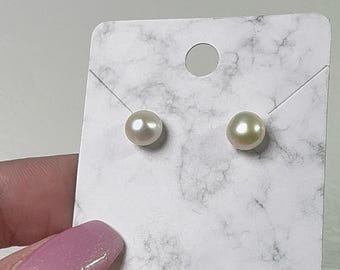 Natural White Freshwater Pearl Sterling Silver Studs