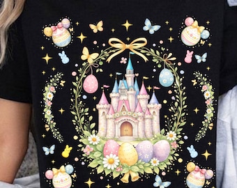 Magical Easter Castle PNG: Floral Wreath, Mouse & Friends (Digital Download)