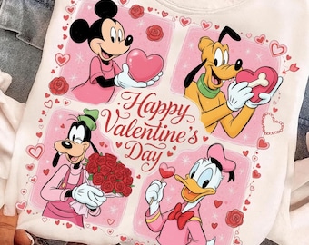 Retro Valentine's Day PNG: Mouse and Friends, Magical Valentine Png, Family Trip (Digital Download)