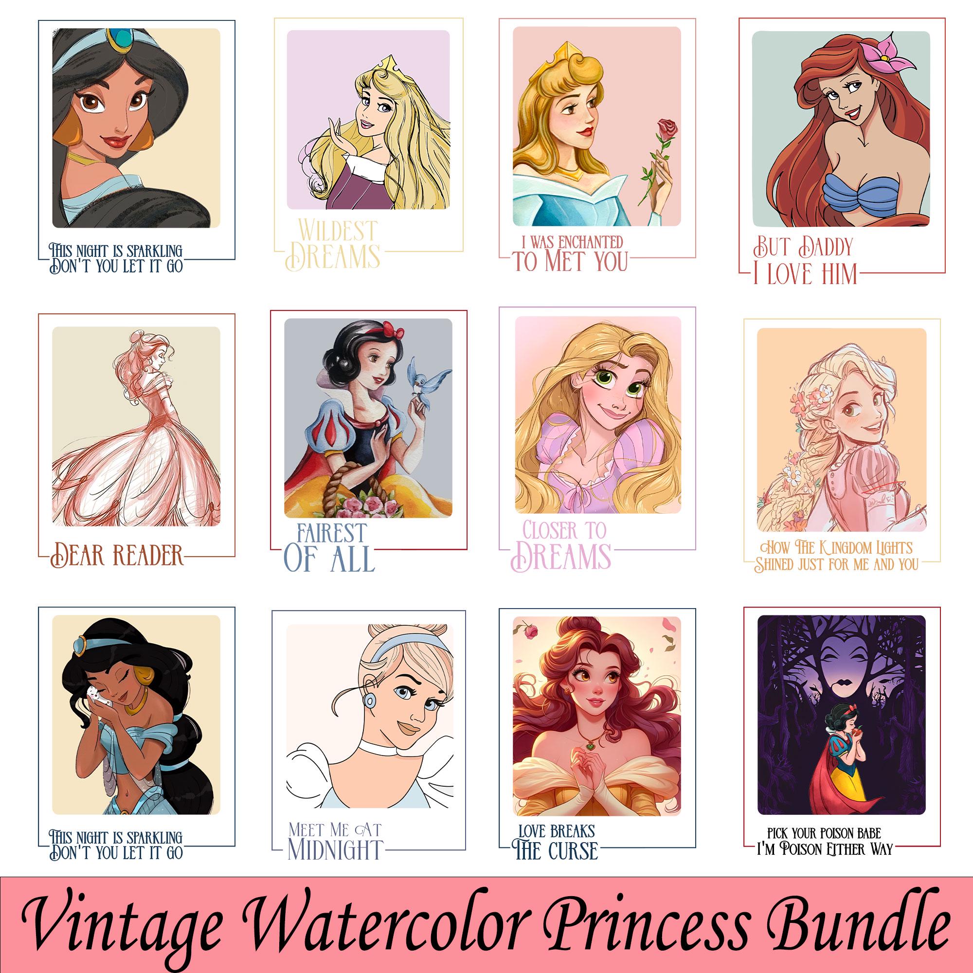 Vintage Watercolor Princess Png Bundle, Meet Me At Midnight Png, Taylor Princess Png, Girls Trip Png, Family Vacation,Magical Place on Earth