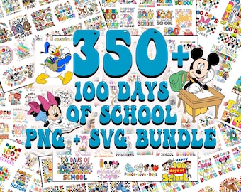 Lot 100 jours d'école PNG SVG : souris et amis (téléchargement numérique)
