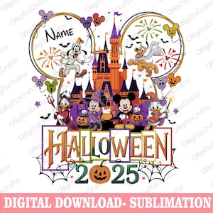 Personalized Halloween 2025 Png, Mouse and Friends, Magical Kingdom Png, Halloween Trip Png, Family Vacation Png, Trick Or Treat Png