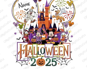 Personalisierte Halloween 2025 Png, Maus und Freunde, magisches Königreich Png, Halloween Reise Png, Familienurlaub Png, Süßes oder Saures Png