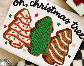 Trendy Christmas PNG: Christmas Tree Cake Faux Yarn Crochet Png, Oh Christmas Tree, Merry Christmas (Digital Download)