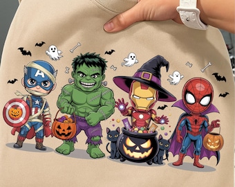Retro Superheros Halloween Png, Trendy Boy Halloween Png, Halloween Png, Spooky Season Png, Kids Halloween Png, Halloween Movie Shirt Design