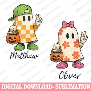 Personalized Boo Ghost Halloween Png, Boy Girl Halloween Png, Custom Kids Name Png, Halloween Ghost Png, Cute Ghost Png, Spooky Season Png
