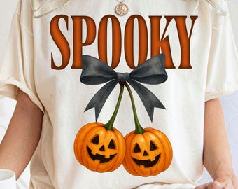 Cerezas de calabaza de Halloween (Png), Sublimación de Halloween espeluznante, Niña de Halloween (Png), Coqueta de cerezas de calabaza (Png), Temporada espeluznante (Png), Lazo de calabaza