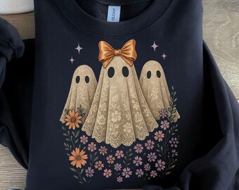 Vintage Spitze Geist Halloween Png, Halloween Boo Spitze Bogen Png, Halloween Sublimation, Blumen Halloween Png, Gruselige Saison Png, Halloween Shirt