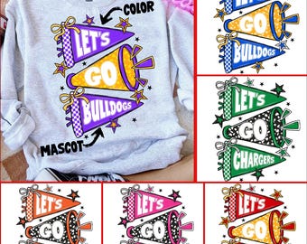 Personalized Let's Go Flag Png Bundle, Custom Mascot Team Flag Png, Game Day Png, School Spirit, Sports Team Png,Checkered Star Football Png