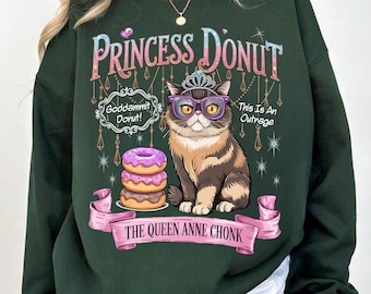 Princesa Donut Gato PNG, Divertido Gato Calabozo PNG, Divertido Gato Descarado Clipart, Diseño de Camiseta Princesa Donut, Meme Reina PNG Descarga Digital