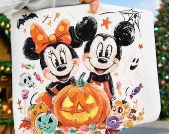 Retro Halloween Digital Download: Mouse and Friends, Preppy Halloween Png, Spooky Vibes Png, Handdrawn