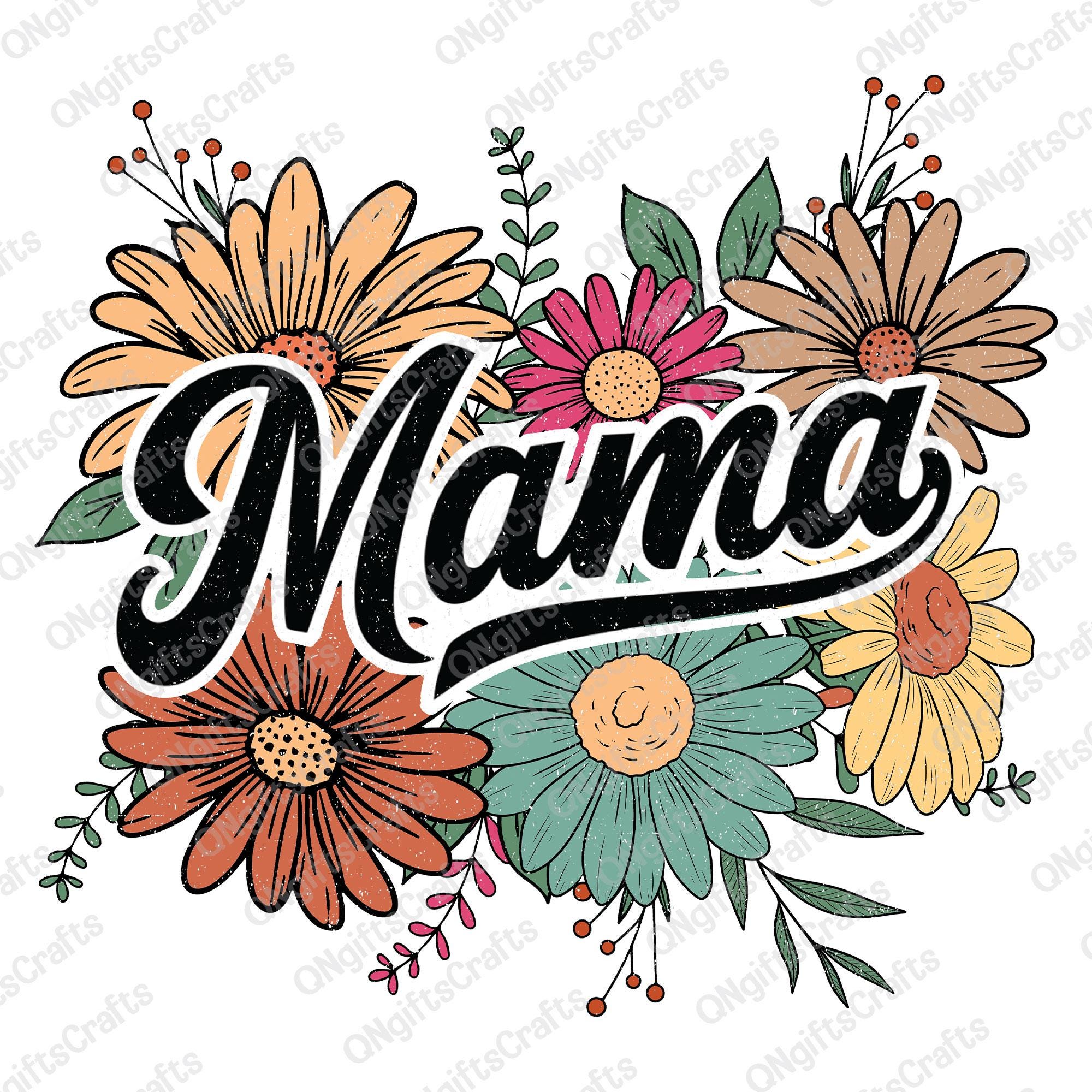 Boho Floral Mama Png, She is Mom Png, Mama Sublimation Design, Mom