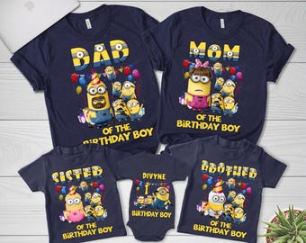 PNG personalizado de mini cumpleañero, PNG de grupo de cumpleaños, PNG de cumpleaños familiar, personaje de dibujos animados, PNG de feliz cumpleaños, camiseta familiar a juego