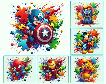 Autism Superhero Png Bundle, Autism Awareness Png, Awareness Png, Be Kind Png, Puzzle Png, Autism Kid Png, Digital Download, Autism Love Png