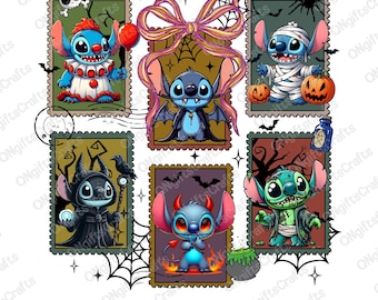 Coquette Halloween Png, Blue Alien Halloween Png, Halloween Stamp Png, Spooky Season Png, Trick Or Treat Png, Halloween Shirt Design