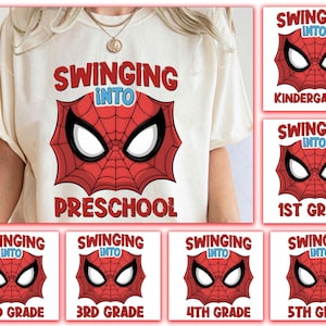 Back To School Spiderman Png Bundle, Swinging Into School Png, First Day Of School Png, Superhero School Png,Pre-K 1st/2nd/3rd/4th Grade Png