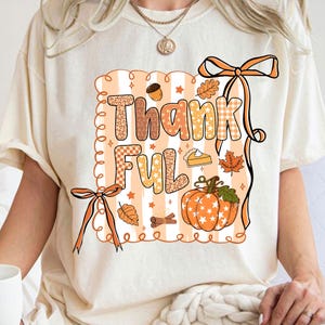 Preppy Fall Thankful Png, Thanksgiving Png, Embroidery Fall Png, Autumn Season Png, Cozy Season Png, Coquette Bow Png, Autumn Shirt Design
