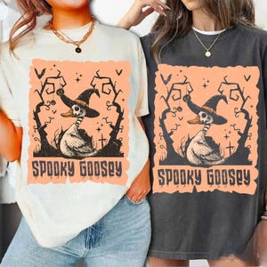 Spooky Goosey PNG, Halloween Witch Goose Png, Vintage Halloween Png, Spooky Vibes Png, Trick Or Treat Png, Trendy Halloween Shirt Design