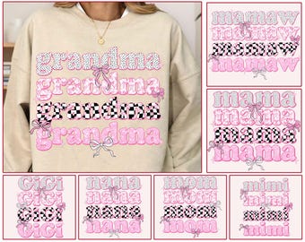 Mamá con lazo rosa (Png), Mamá abuela (Png), Floral a cuadros (Png), Madre moderna (Png), Lazo vintage para mamá (Png), Día de la Madre (Png), Diseño de camiseta para mamá