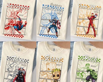 レトロスーパーヒーローPNGバンドル：コミックヒーローPNG、スーパーヒーローデーPNG、ファミリーバケーションPNG、デジタルダウンロード