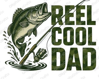 Reel Cool Dad PNG, Design a sublimazione di "Prendista pescatore", Festa del papà PNG, Pesca al black bass PNG, Regalo per la festa del papà, Disegni di papà rendy, Download digitale