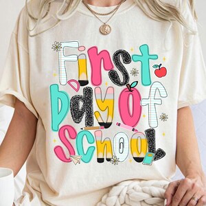 First Day Of School Sublimation Design, Back To School Png, Preppy School Png, School Life Png, Girly Pencil Bow Png, Teacher Back To School