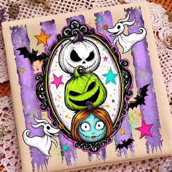 Spooky Pumpkin Mirror PNG, Vintage Horror Character Sublimation Design, Gothic Halloween Shirt File, Ghost Dog Clipart Download