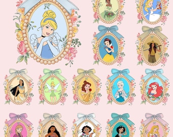 Vintage Watercolor Princess Squad Coquette Png Bundle, Magical Mirror Bow Png, Princess Trip Png, Family Vacation Png, Best Day Ever Png