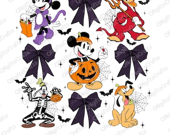 Halloween-muiscoquette Bow png, muis en vrienden, preppy halloween png, spookachtig seizoen png, Trick or Treat png, shirt voor Halloween-reis