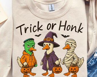 Honk Or Treat Png, Funny Goose Halloween Png, Trick or Treat Png, Trendy Spooky Goose Png, Halloween Shirt Design, Halloween Costume Png