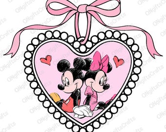 Valentine Heart Locket Png, Happy Valentines Day Png, Mouse and Friends, Magical Valentine Png, Mouse Couple Shirt, Family Vacation Png