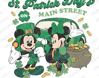 St Patrick Tag Auf der Hauptstraße Png, Maus und Freunde, Glücklicher St Patrick Tag Png, irisches Png-Design, trendiger St Pattys Tag, glückliche Jahreszeit