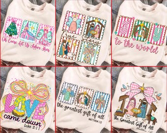 Christian Christmas PNG Bundle: Pink Christmas Png, Jesus Christmas Png, True Story, Love Came Down, Nativity Digital Download