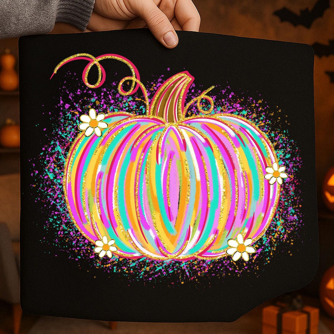 Breast Cancer Awareness Pumpkin PNG: Glitter Splatter Design (digital ...