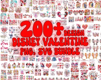 Grande pacchetto di San Valentino PNG SVG: 200 file Mouse e amici San Valentino Png, Magico San Valentino Png, download digitale