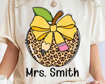 Personalized Leopard Apple Teacher Png, Back To School Teacher Png, First Day School Png, Teacher Life Png, Teacher Appreciation Png