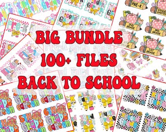 Paquete de más de 100 PNG de regreso a clases, PNG de primer día de clases, PNG de escuela coqueta, Sublimaciones para maestros, PNG de preescolar de 1.º, 2.º, 3.º y 4.º grado
