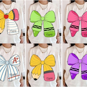 Teacher Coquette Bows Png Bundle, Pencil Bow Png, Crayon Bow Png, School Coquette Bows Png,School Png,Teacher Appreciation Png,Teacher Shirt