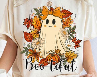 Halloween Boo Ghost Png, Boo-tiful Png, Spooky Boo Png, Autumn Leaves Pumpkin Png, Floral Autumn Png, Trendy Halloween Png,Spooky Season Png